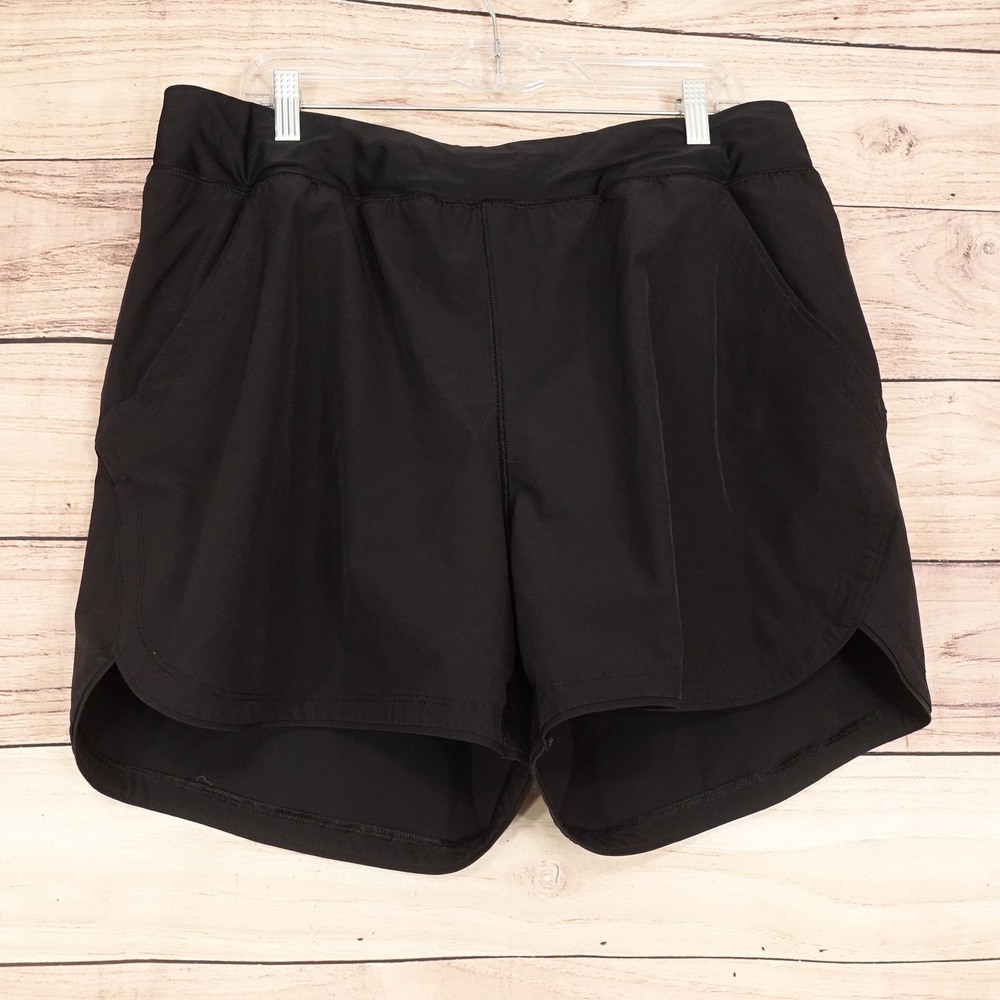 Lands' End Shorts Womens 20W Black Athletic Running Lined Pockets 5 Inseam